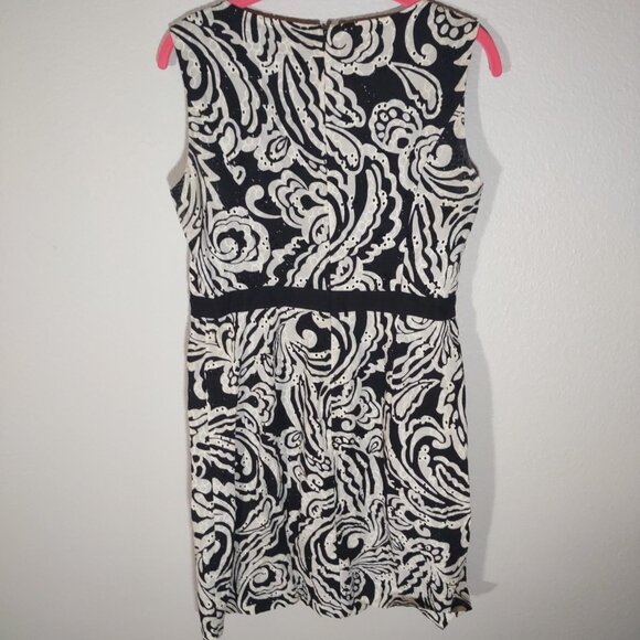 Anthropologie -Tabitha Dress Women's Eyelet Sheath Dress Black White Size 8 - Picture 3 of 6